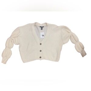 Forever 21 Knit V Neck Cardigan Sweater Ivory Small